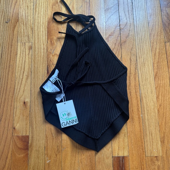 GANNI Ribbed Halter Top - Picture 2 of 3